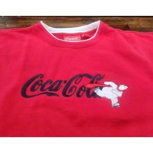 Coca-Cola Polar Bear Embroidered Red Unisex Pullover Sweatshirt XL